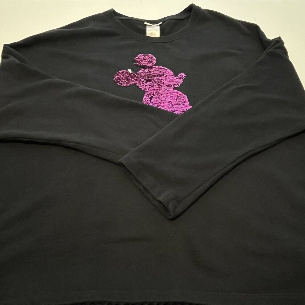 Disney Parks Disneyland Reversible Sequin Mickey Mouse Black Sweatshirt Size 1X - Picture 16 of 16